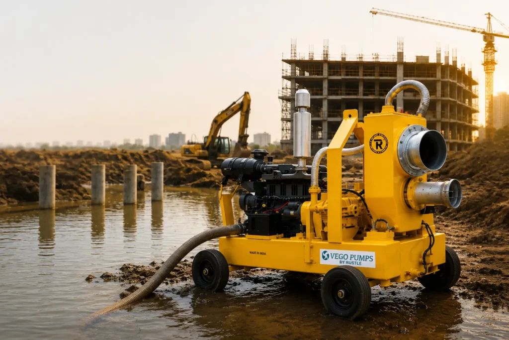dewatering pumps in construction site