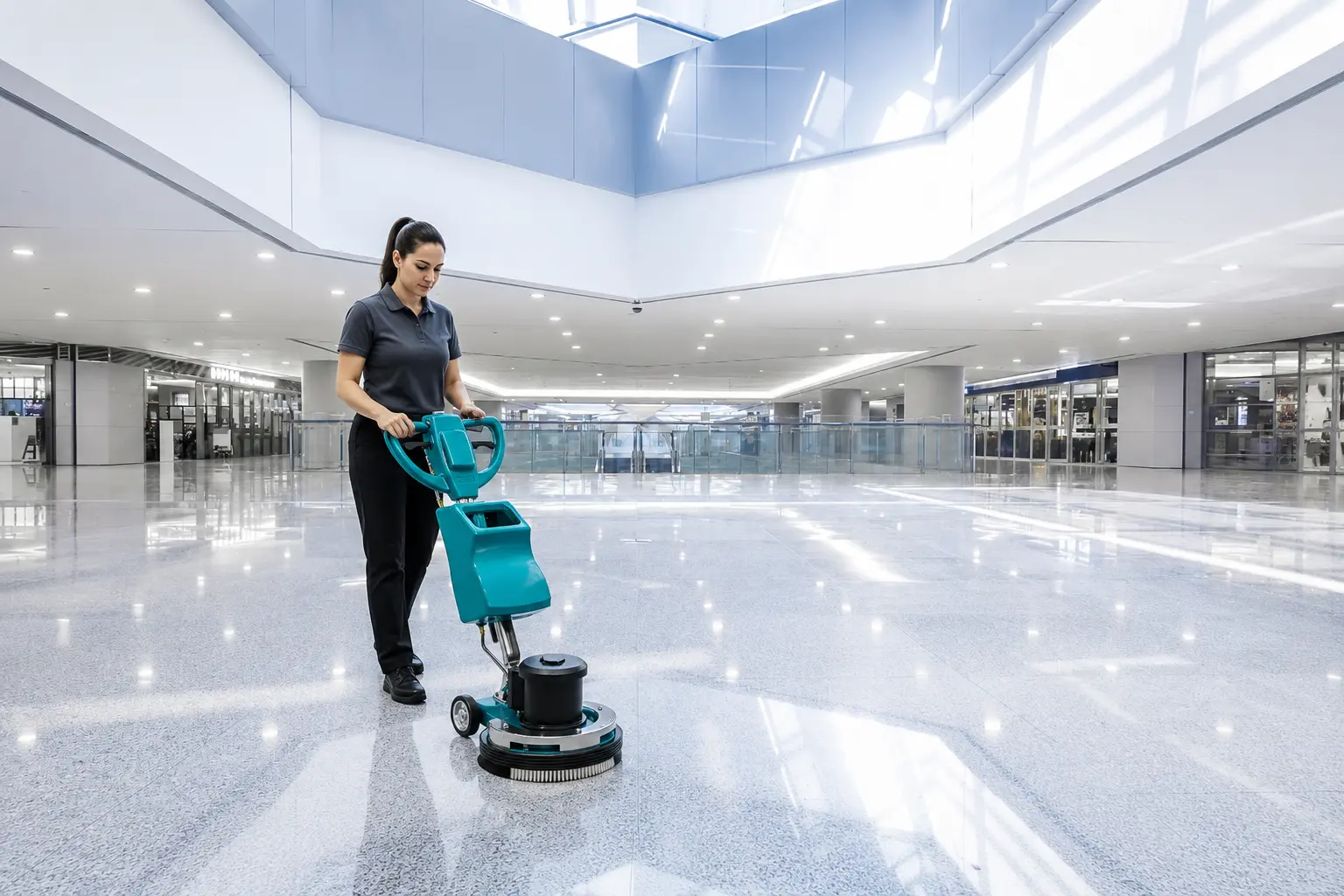 single disc scrubber used in mall