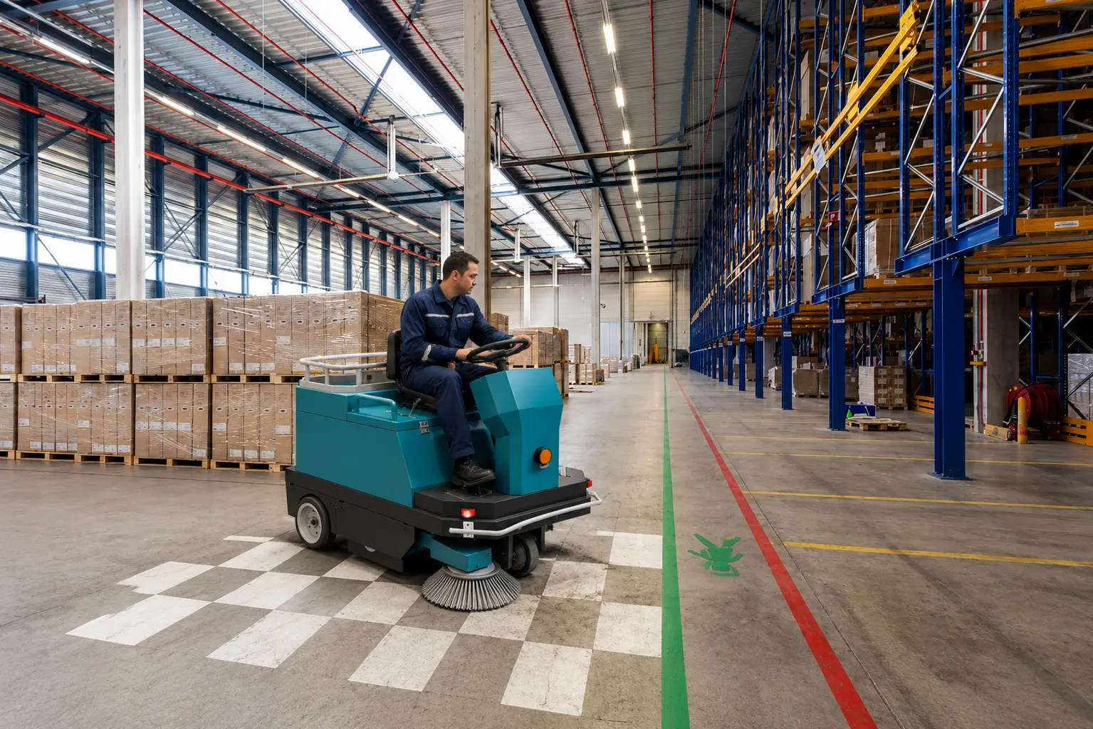 Warehouse cleaning machine