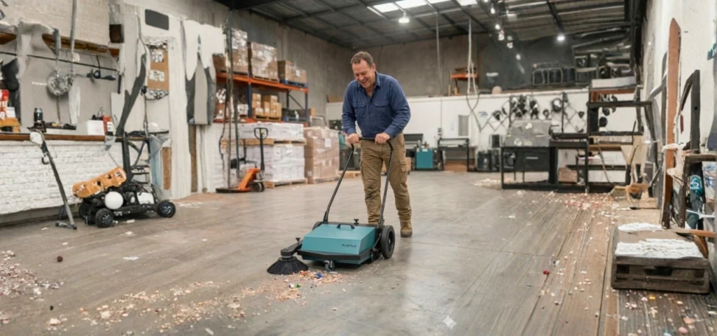 Top 10 Benefits of Using Industrial Cleaning Products in Manufacturing Plants 3 Manual Sweeper Usage