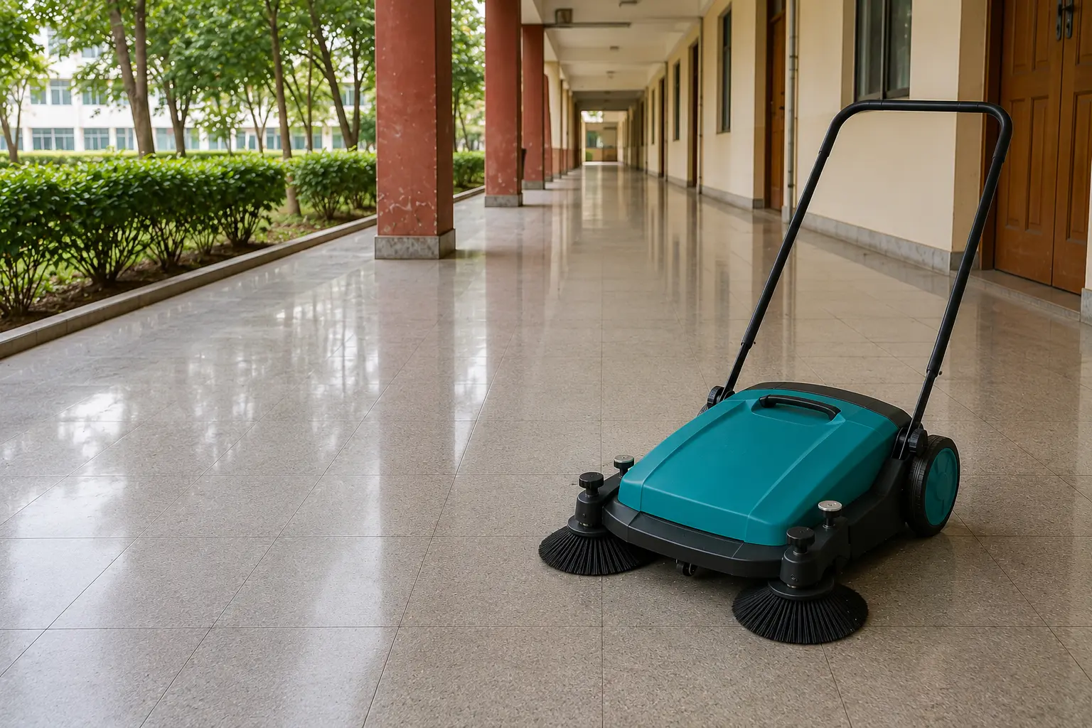 Manual sweeper dirty floor clean