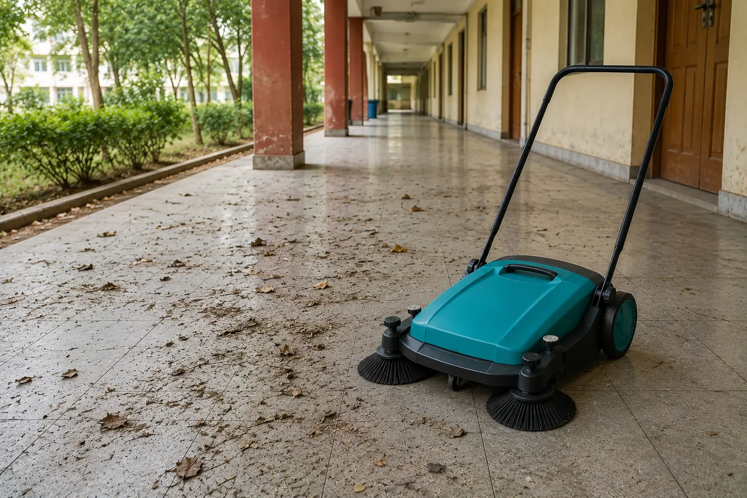 manual sweeper dirty floor
