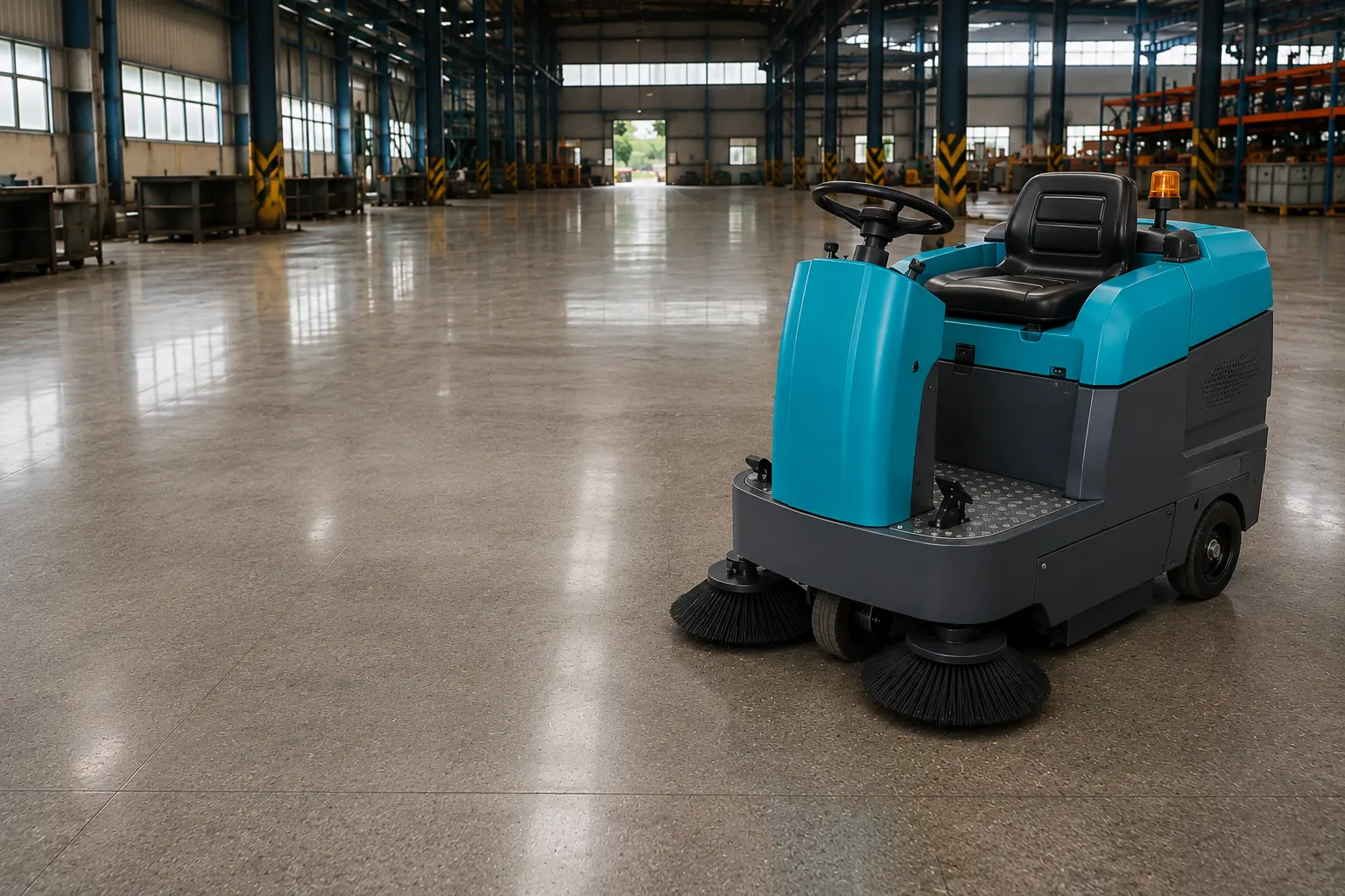 ride on sweeper dirty floor clean
