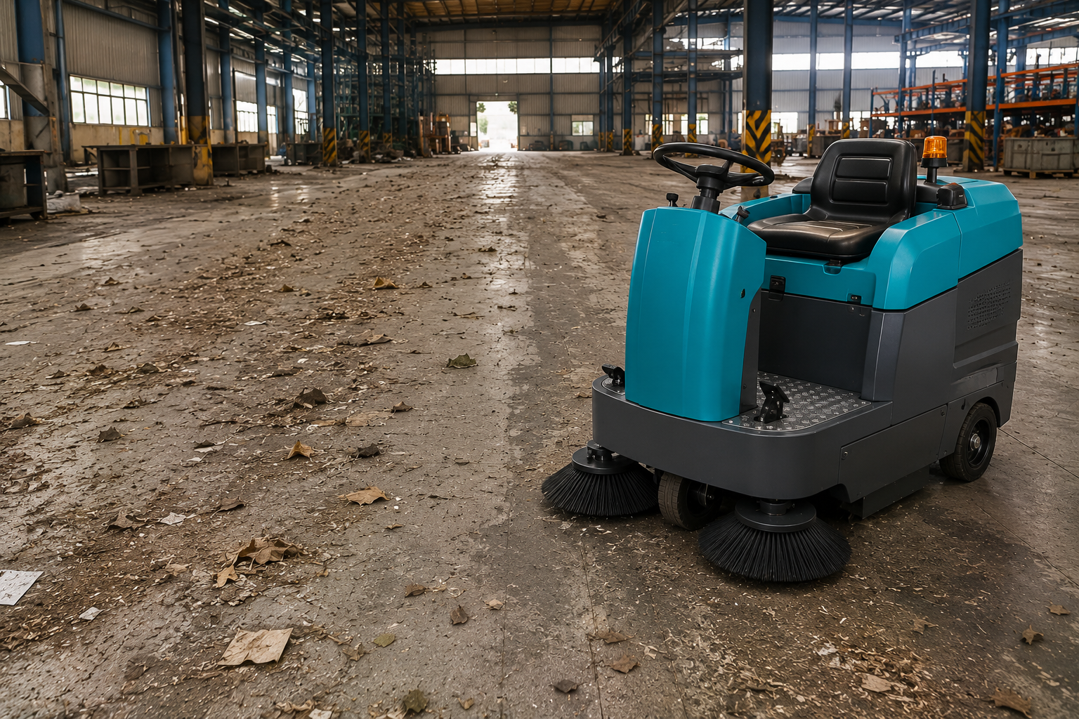 ride on sweeper dirty floor