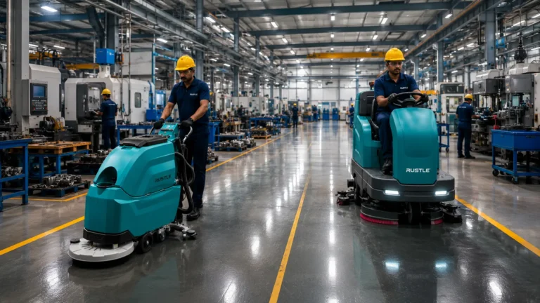 Ride-on scrubber vs walk-behind scrubber for industrial floor cleaning in India